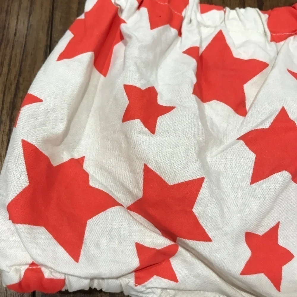 Lovelane Bloomers Baby 6M White Pull On Diaper Cover Stars‎ Summer Preppy Retro